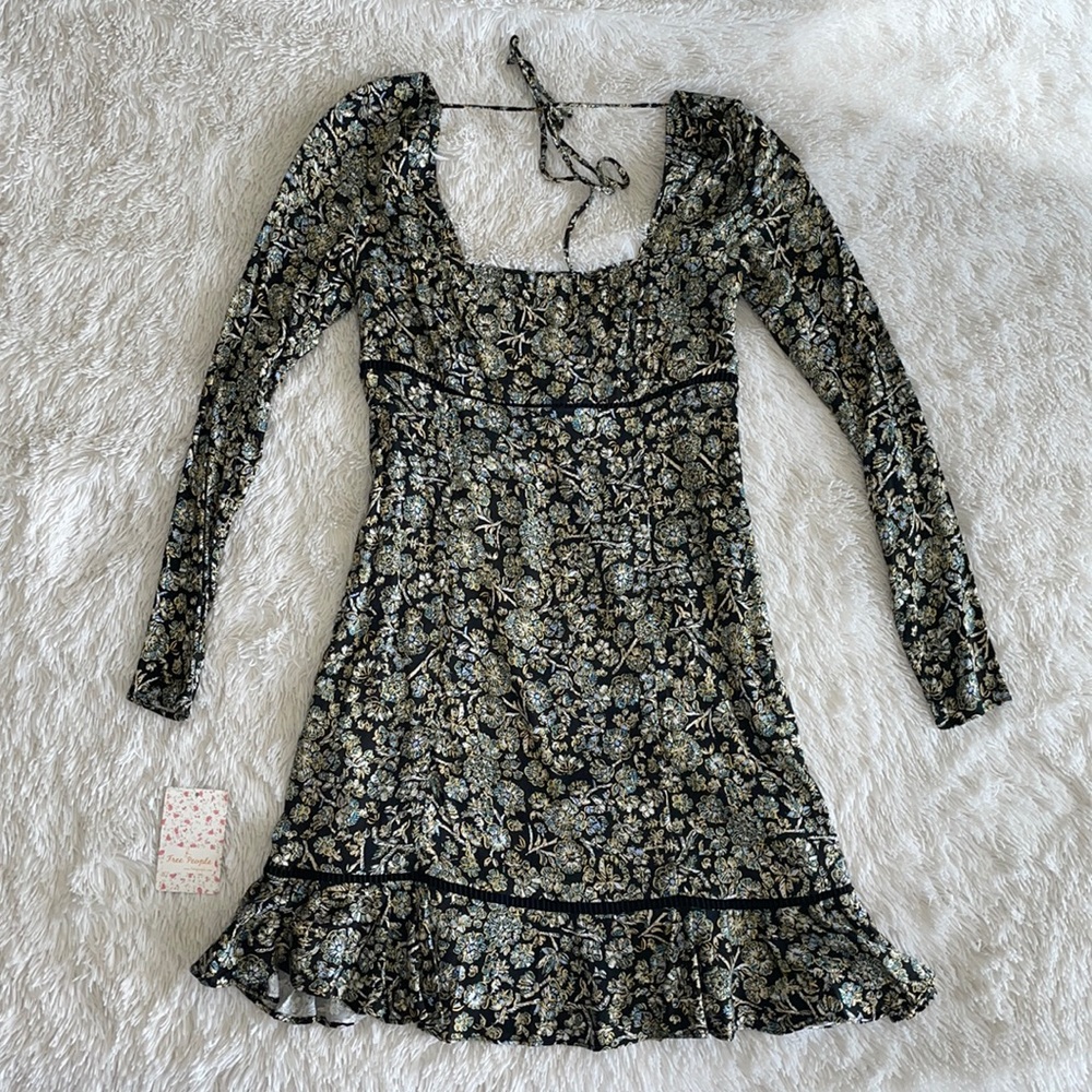 Free People Floral Long Sleeve Mini Dress